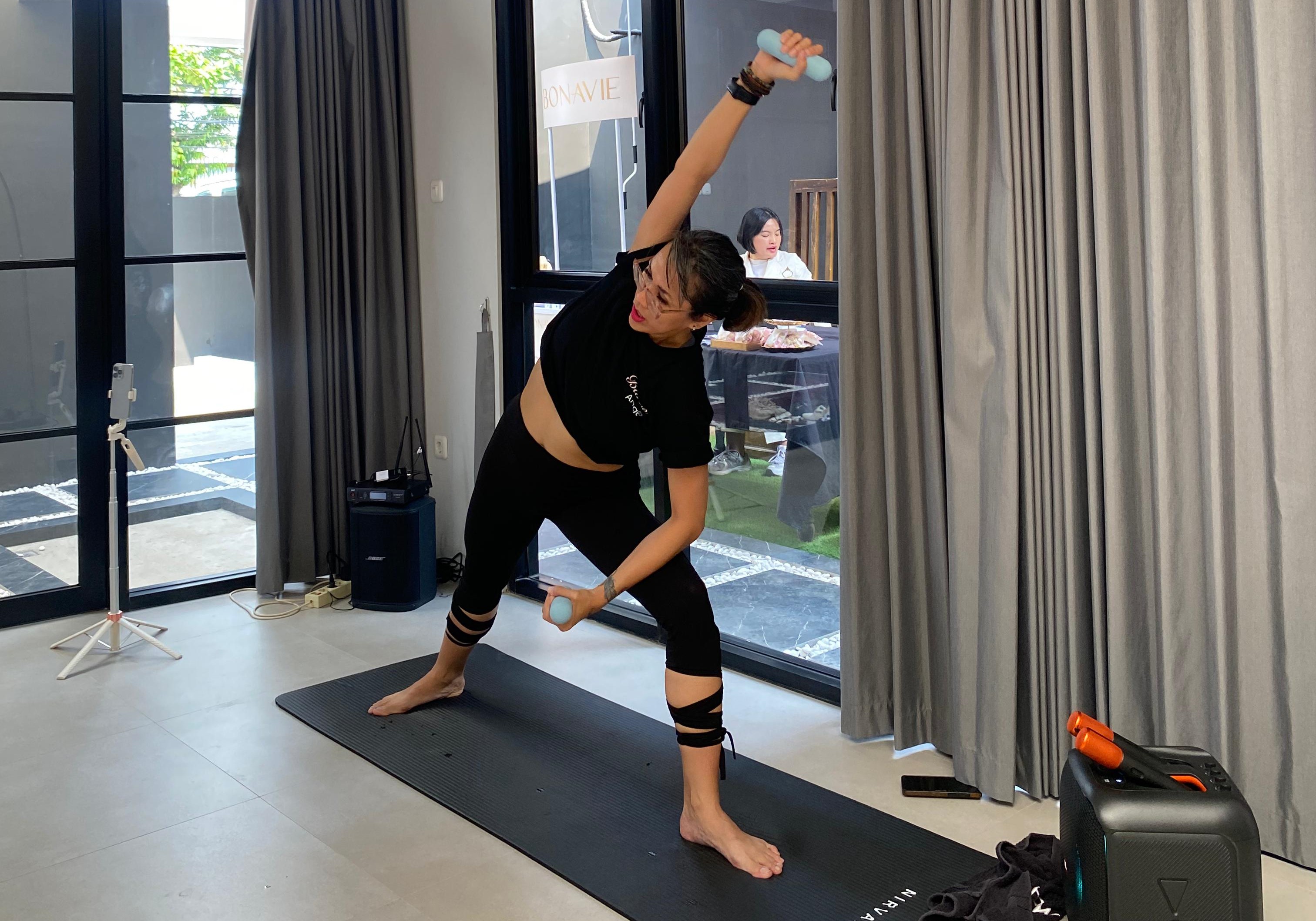 Corporate wellness yoga event in Jakarta led by Revka69Yoga